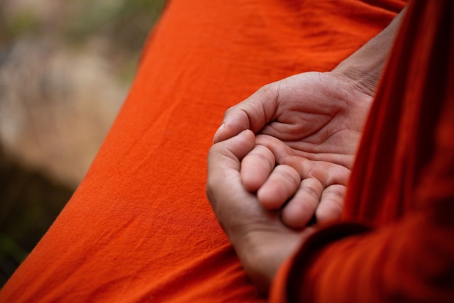 monk, meditation, hands